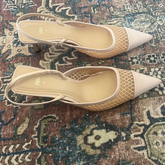 Zara | Shoes | Zara Mesh Kitten Heels 38 Nude | Poshmark